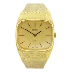 Certina Mayfair gentleman's 18ct gold automatic wristwatch, champagne dial with baton hour...