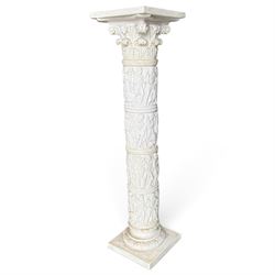 Neoclassical design composite column, square top over composite Ionic and Corinthian capit...