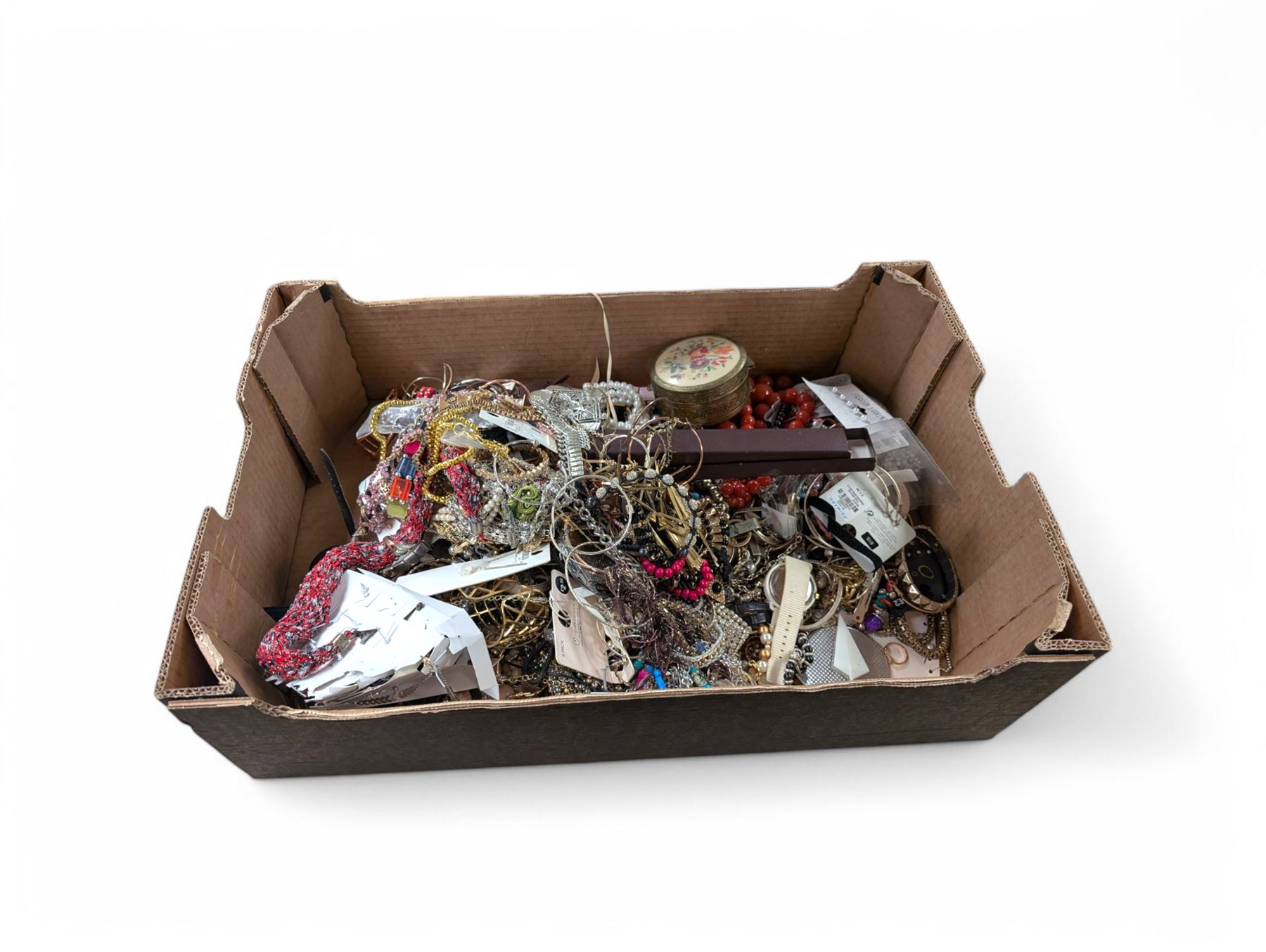 Large collection of costume jewellery, including necklaces, bracelets, rings, earrings and wristwatches