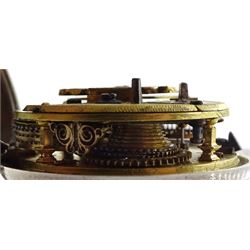 18th century silver pair cased verge fusee pocket watch for the Turkish market by Markwick Markham (London ca.1725-1805), square baluster pillars, pierced and engraved balance cock, white enamel dial with Turkish numerals