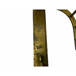 Brass fire curb, with pillar support and scroll decoration H27cm L135cm. 