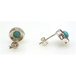  Pair of silver, turquoise and marcasite stud ear-rings stamped 925  