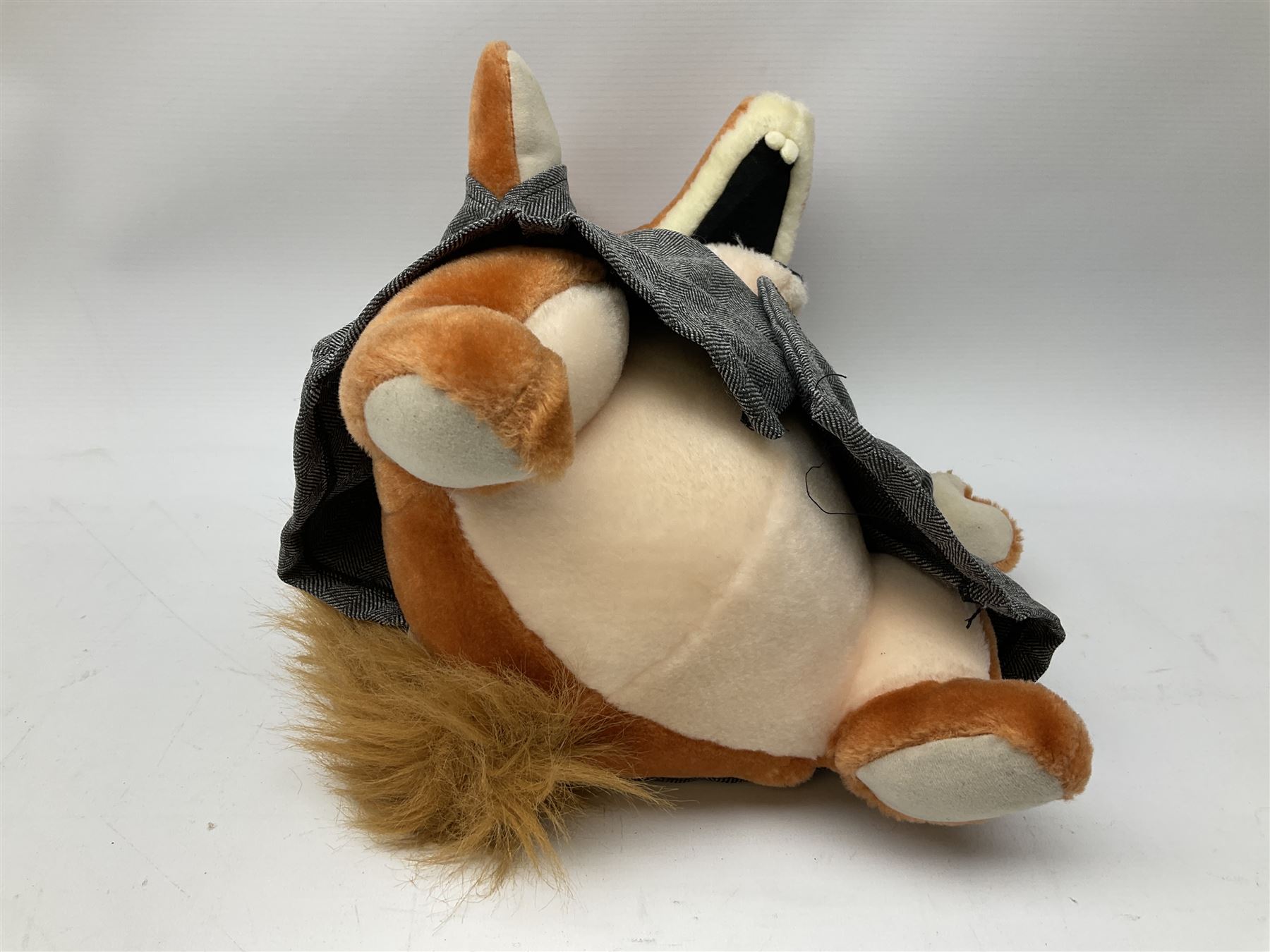 Vintage Basil Brush plush toy, in a tartan jacket together with a talking Basil Brush plush toy, tallest example H46cm