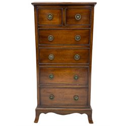 20th century Georgian design narrow chest, fitted with six drawers