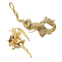 Brass George & the dragon group W36cm and a brass eagle H46cm