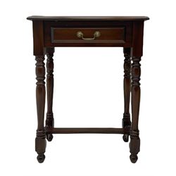 Small mahogany side table with single drawer