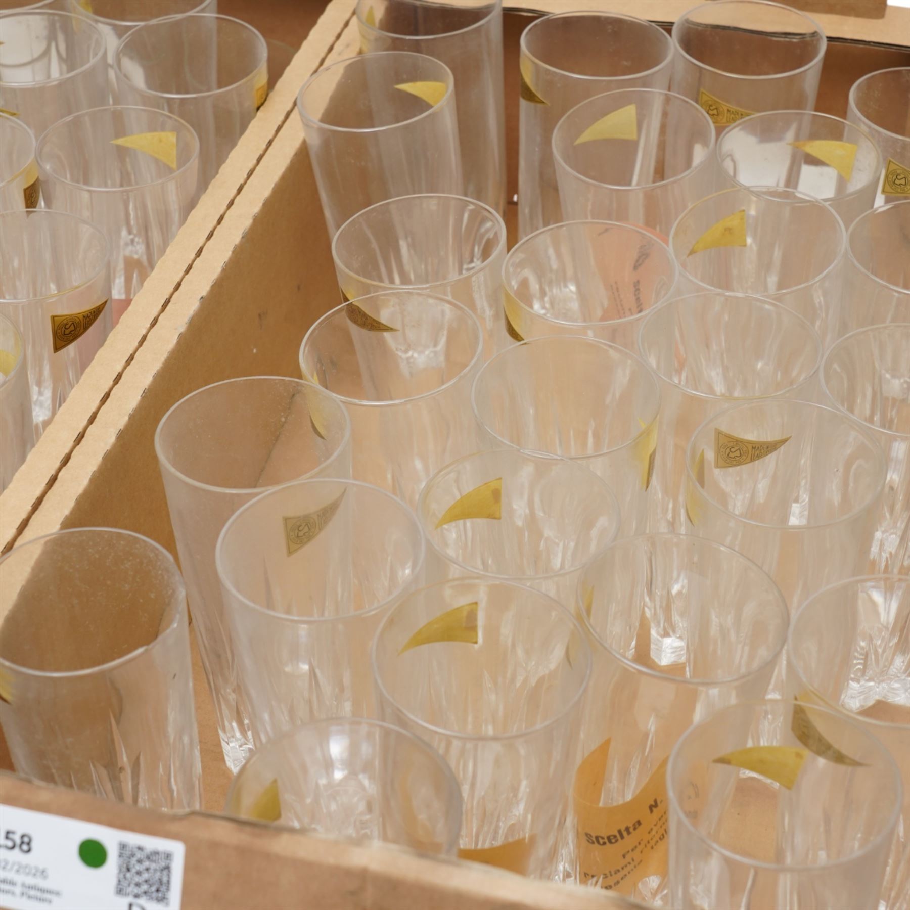 Large quantity of Italian glass tumblers and other glass