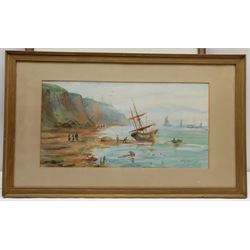 Willis Richard Edwin Hudson (British 1862-1936): Robin Hood's Bay, watercolour signed 29cm x 37cm; AW Russell (British early 20th century): 'On the Yorkshire Coast', watercolour signed and titled 25cm x 48cm (2)