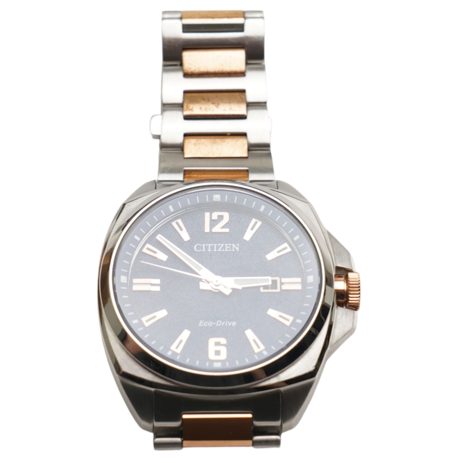 Three wristwatches including two Citizen Eco-Drive and a Lorus chronograph charm alarm, all quartz movements