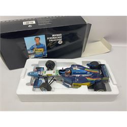 Four Paul's Model Art 1:18 scale Michael Schumacher Collection die-cast racing cars - Ferrari F310B; Ferrari F310/2; Benneton Renault B195; and Ferrari F300; all boxed (4)