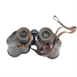 WWI Ross London binocular prismatic No.2 MK II magnification 6 binoculars, together with Aitchison London binocular prismatic No.3 Mark I maginification 6 binocular and two other cased pairs of military field binoculars   