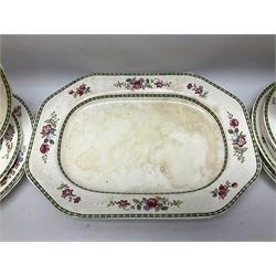 Copeland Spode, Spode's Glory pattern part dinner service, comprising two covered tureens, six dinner plates, six side plates, six dessert plates, sauce jug, three serving dishes of various sizes   
