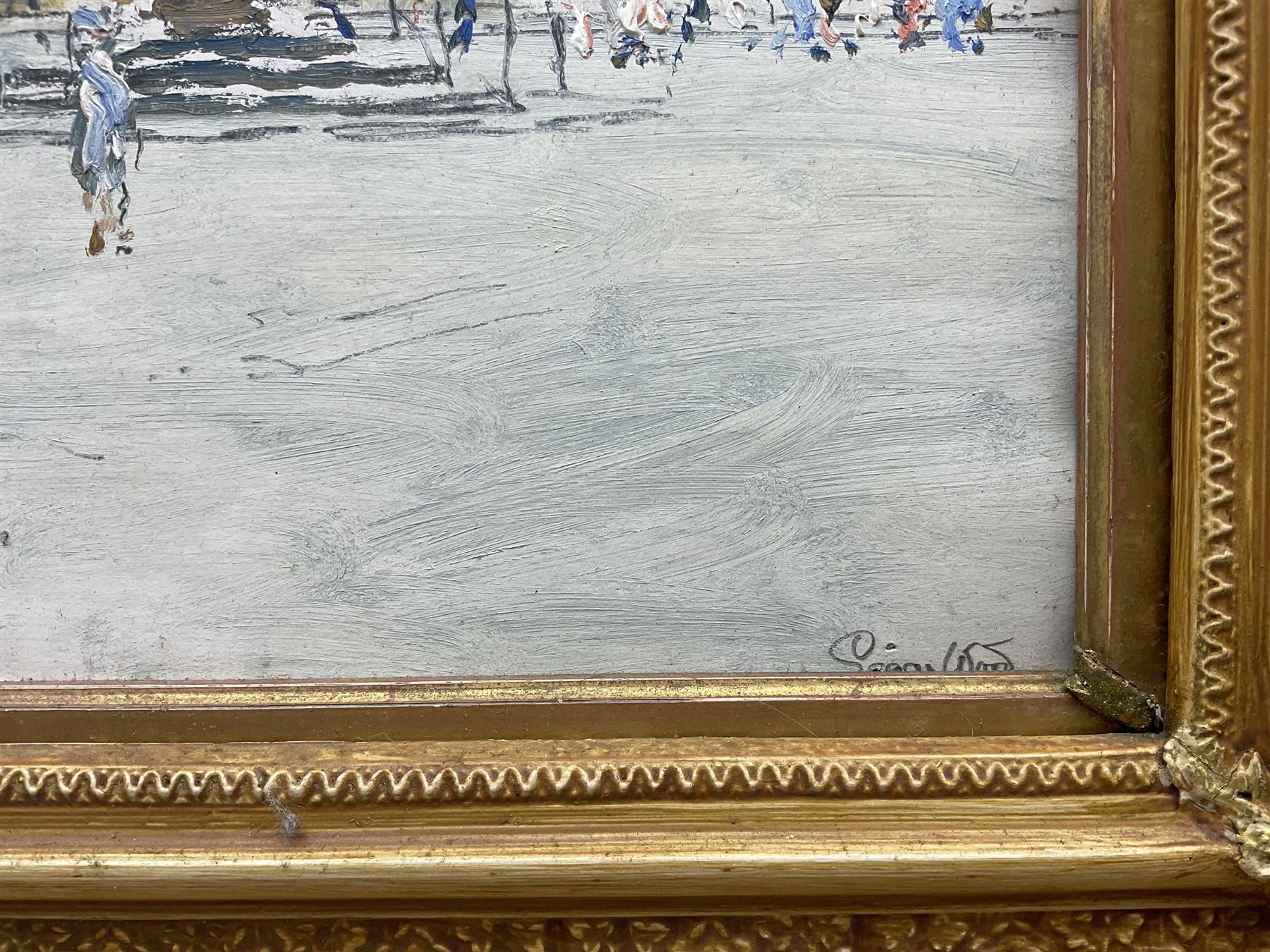 Edgar Wood (British 1860-1935): 'Piazza della Santissima Annunziata - Florence', oil on card signed and dated 1921, inscribed verso 33cm x 32cm