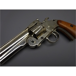 Denix Replica Smith & Wesson single action long barrel pistol, nickel finish, new in box  