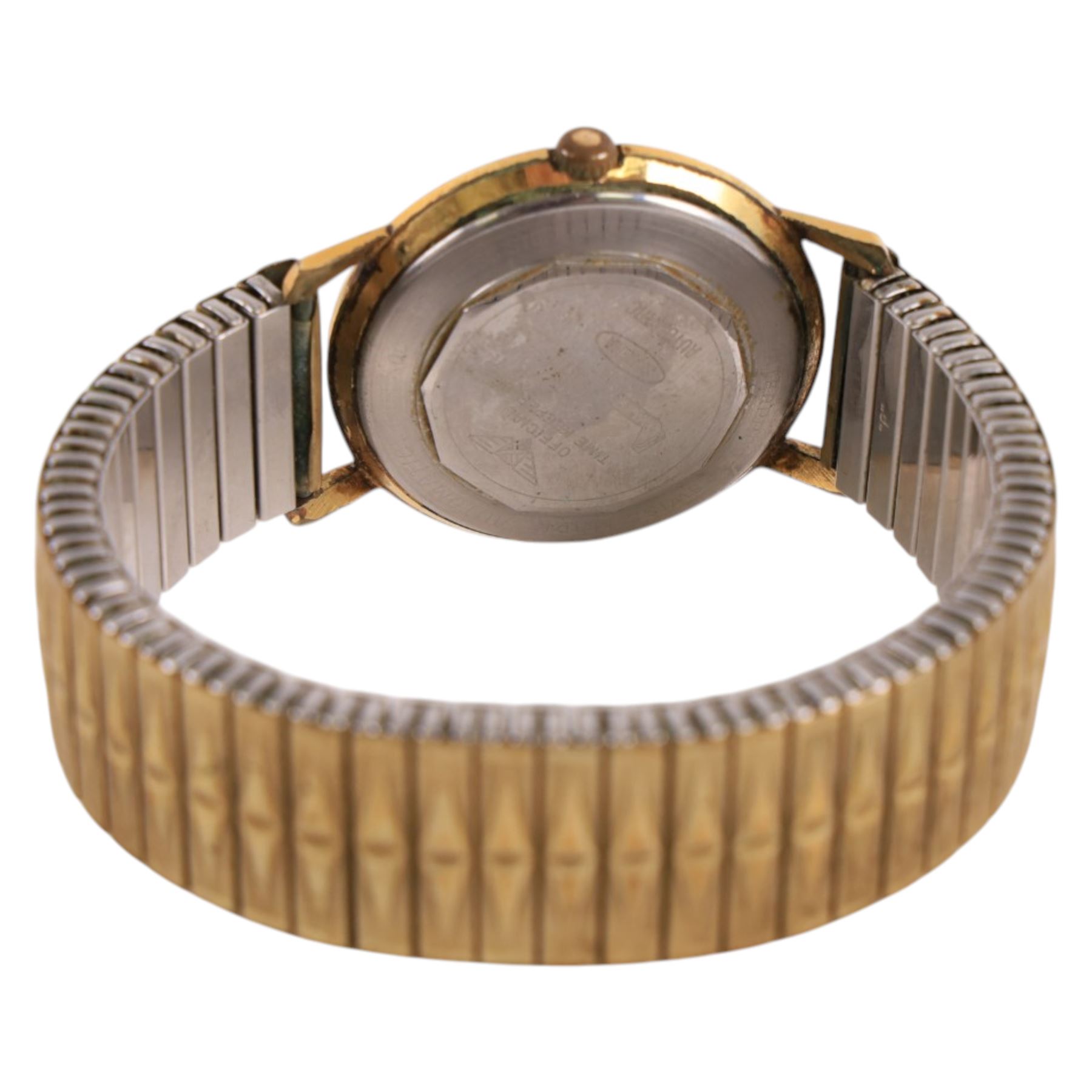 Onsa Seven-O-Seven gentleman's gold-plated and stainless steel automatic wristwatch, on gilt strap and a Gevea automatic wristwatch