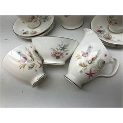 Royal Albert 'Sea Drift' coffee service for six, comprising six cups, six saucers, jug, sucrier and coffee pot