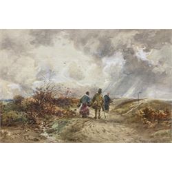 William Manners (British 1860-1930): Travellers in the Countryside, watercolour signed and dated 1911, 20cm x 29.5cms