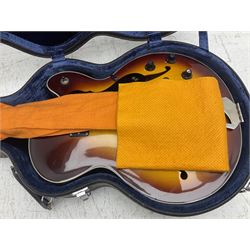 Hagstrom semi-acoustic sunburst guitar designed by James L. D'Aguisto L107cm; in original hard carrying case