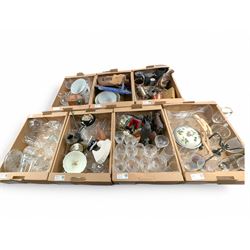 Collection of cut glass and crystal, including Dartington Crystal, glasses, decanters, vas...