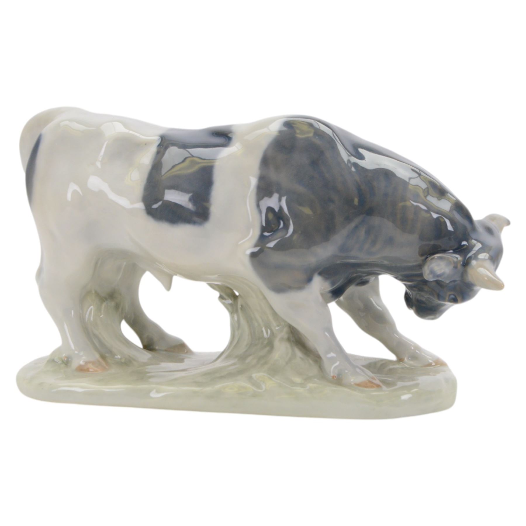 Royal Copenhagen Charging Bull, no.1195, with printed mark beneath H22cm