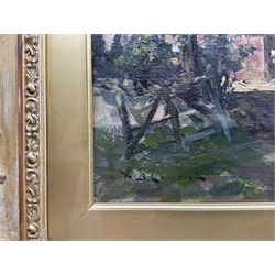 William Bradley Lamond (Scottish 1857-1924): The Stackyard, oil on canvas signed 34cm x 44cm