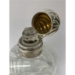 Victorian cut glass scent bottle with silver wrythen fluted top and conforming body, by Mappin & Webb, London, 1888 H15.5cm