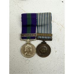 General Service medal for the conflict in Malaya and clasp, named to '22829852 SGT E.G. Sigston R.A.E.C' together with two Korea medal, Solomon Island 1978 medal and two miniatures 