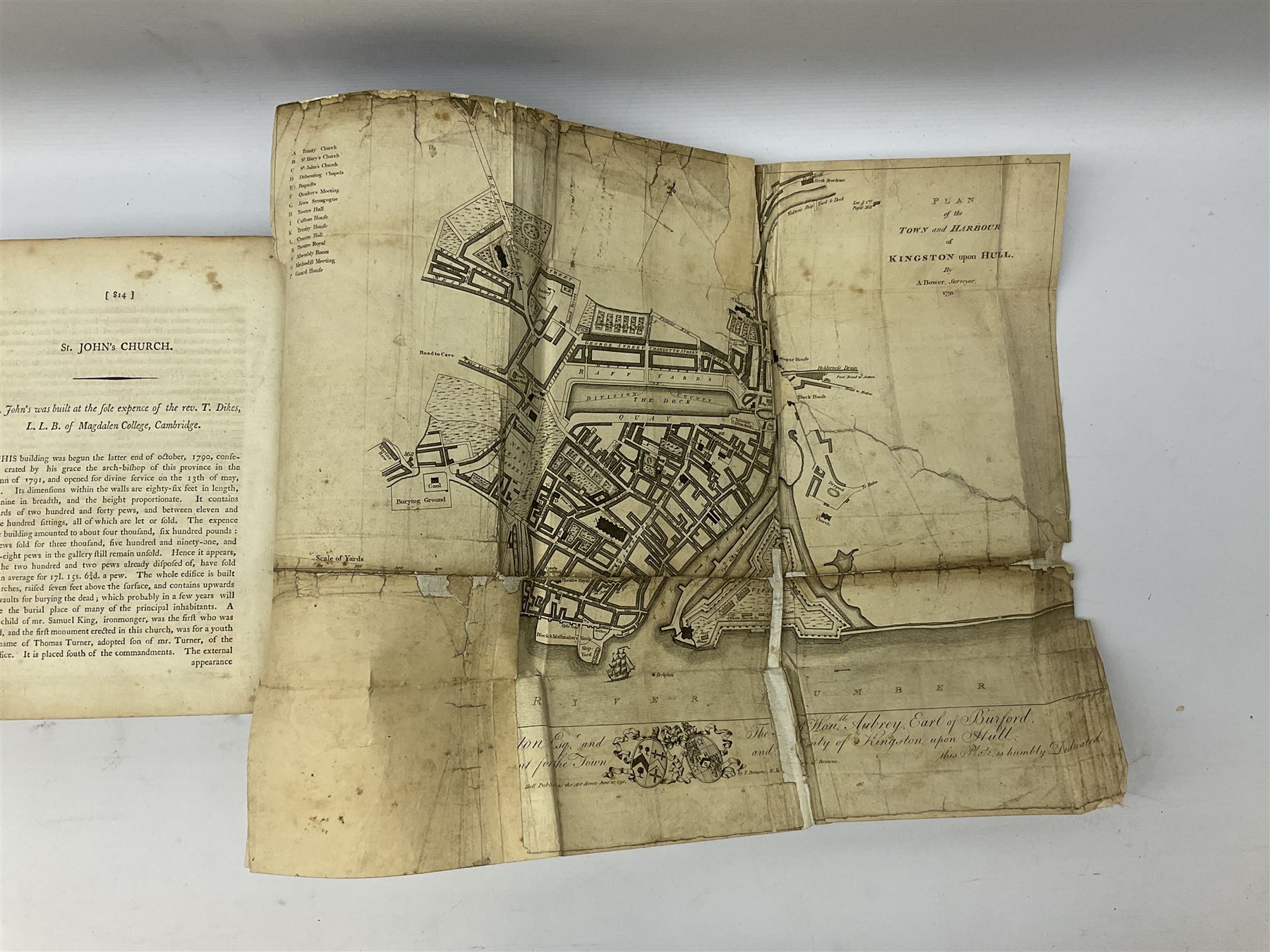 Tickell Rev. John: The History of the Town and County of Kingston upon Hull. 1798 Hull. Linen backed frontispiece and other engraved plates. Rebound in quarter calf with blue boards, marbled edges and new end papers; together with T. Tindall Wildridge: The Hull Letters. Ndc1886 (2)