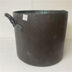 Twin handled copper boiling pan with fitting for a tap, H36cm, D39cm 