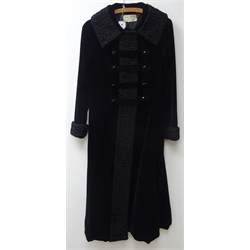  Jean Patou full-length black velvet coat with Persian lamb embellishments   