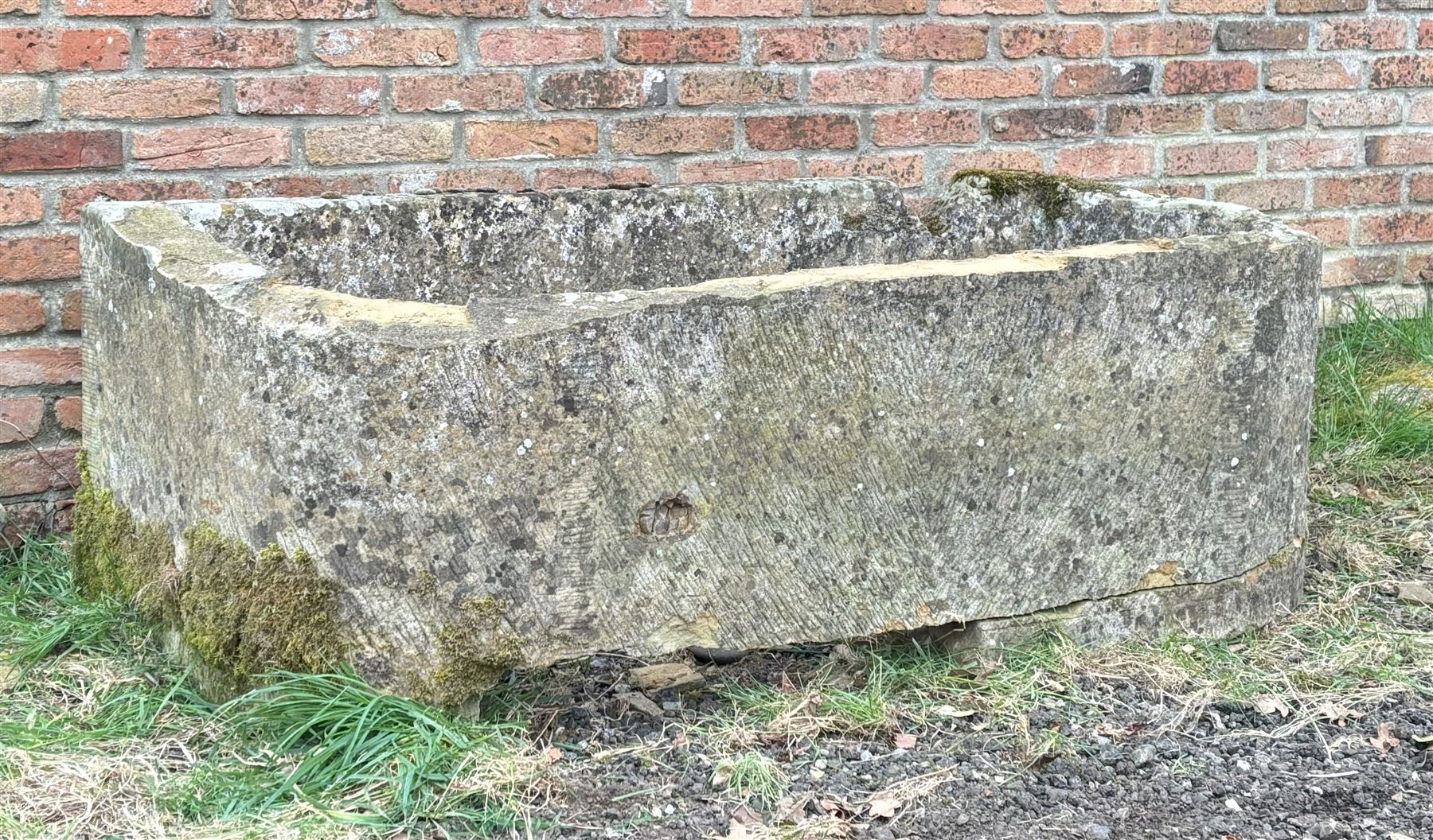 Large 18th century hewn stone trough, the body unbroken but lacking base. H52cm, L170cm, D83cm.  - COLLECTION BY APPOINTMENT FROM: The White House, Thirsk Road, Easingwold, York, YO61 3NF - CALL 01723 507111 TO ARRANGE