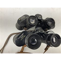 Seven cased pairs of binoculars, to include Wray Magnivu 8x30, Trentor 8x30, French Verres leather covered example, Tohyoh 8x30, Viscount 7x35 etc