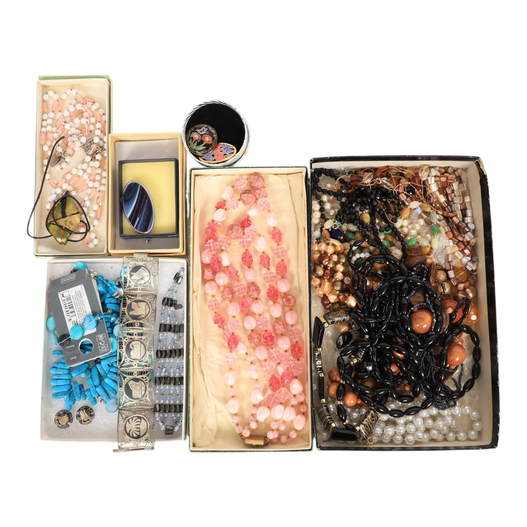 Niello panel bracelet and a collection of costume jewellery