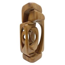 Contemporary abstract wood sculpture in the style of Brian Wilshire, H26cm