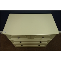  Cream finish chest fitted with two short and two long drawers, W83cm, H74cm, D48cm  