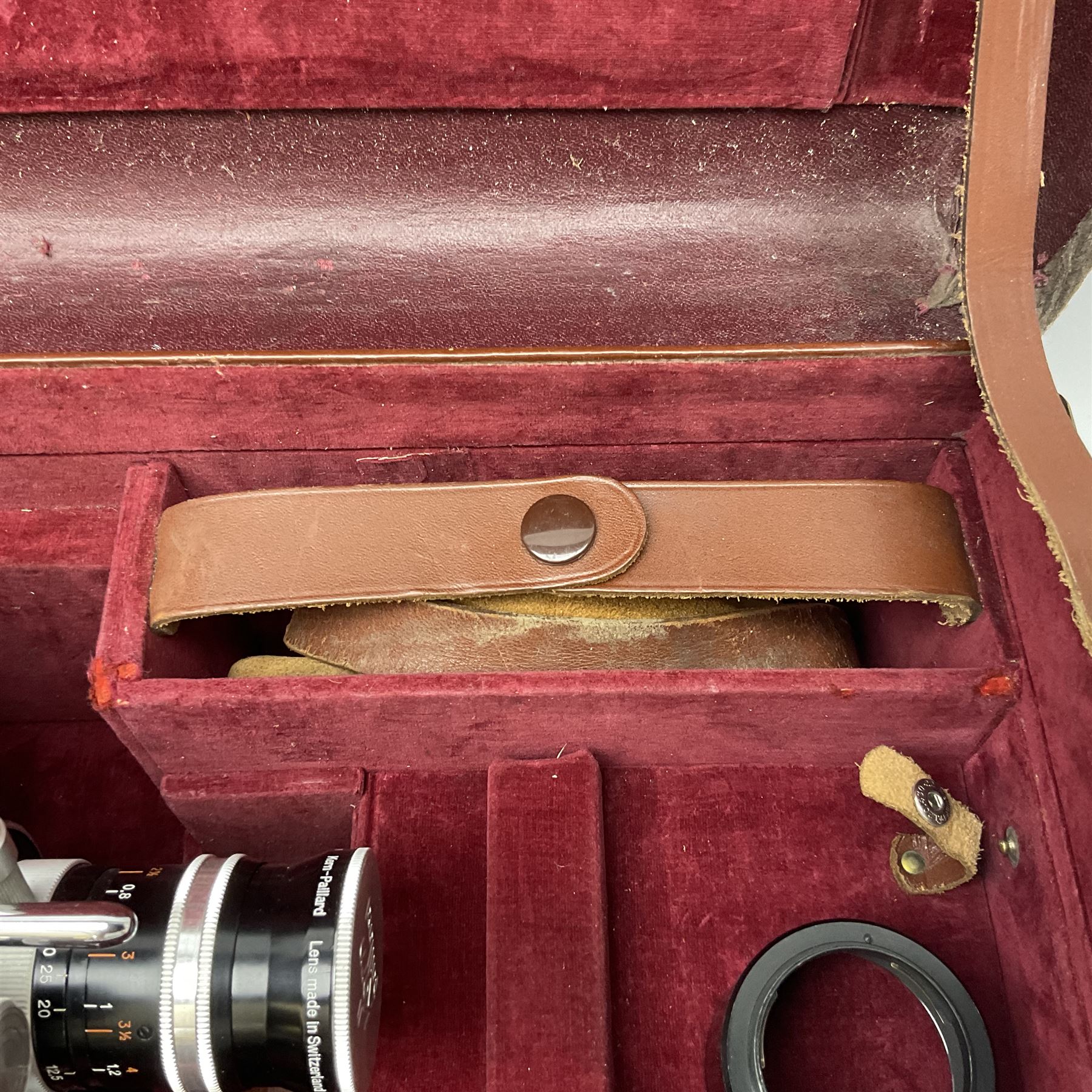 Paillard Bolex H8 RX cine camera body, serial no.195008, with 'Kern Paillard Vario Switar 36EE 1:1,9 f=8/36mm H8 RX' lens, serial no. 955497, in fitted leather carrying case  