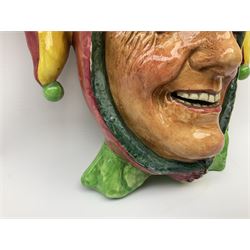 Royal Doulton Jester wall mask designed by Harry Fenton, no HN1630, c1936-40, with factory mark to reverse, L27cm