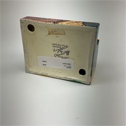 A Clarice Cliff Bizarre Cafe au lait double cube inkwell with pen tray, decorated in the Berries pattern, with printed mark to base, and shape number 462, H7cm W10cm. 