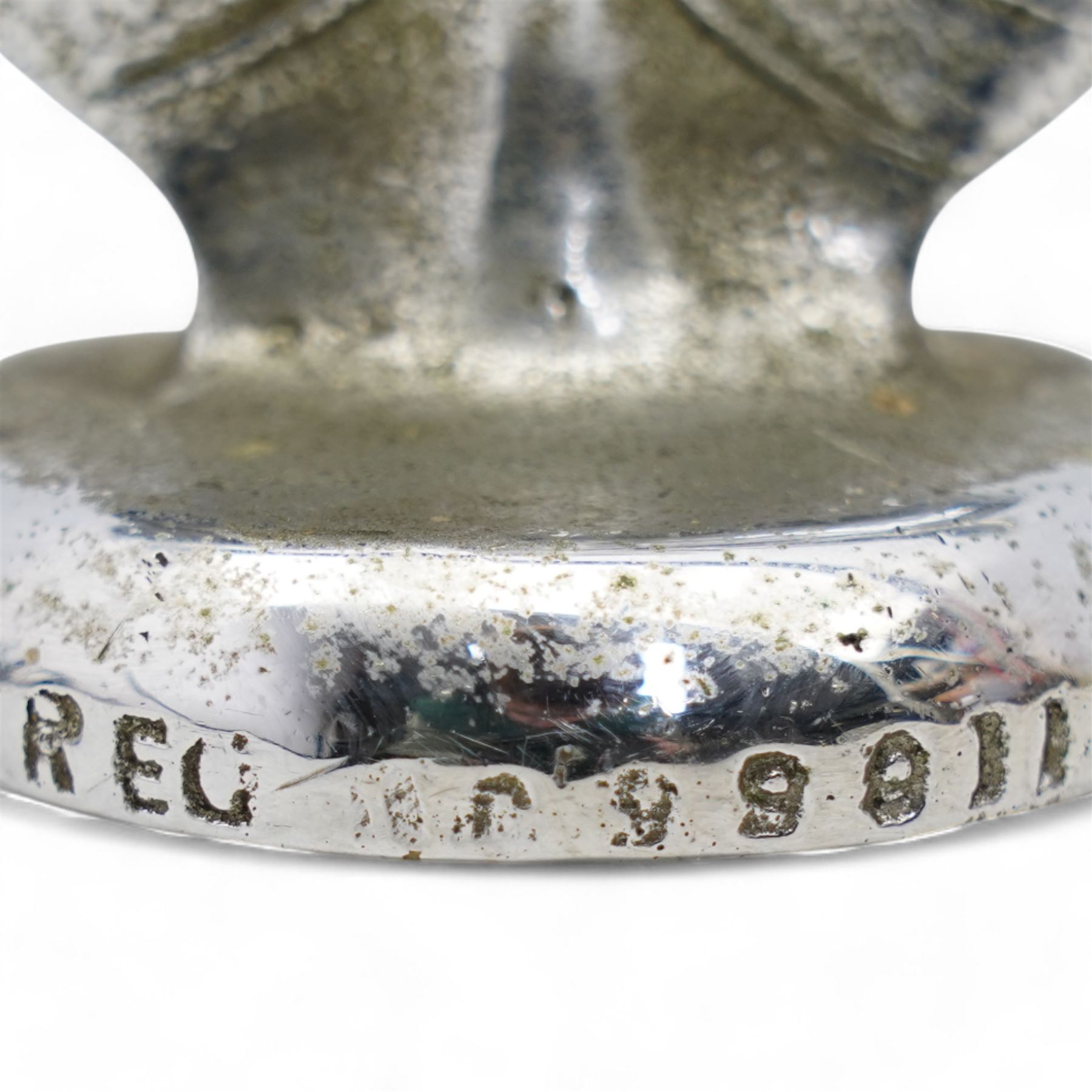 'Lucky Five' car mascot, featuring the five symbols of good luck comprising horseshoe, black cat, wishbone, four leaf clover and a swastika, first registered in 1923, H11cm 