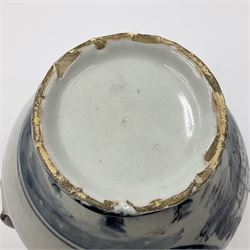 Tin glazed earthenware wet drug jug, decorated with cherubs in a landscape, H90cm 