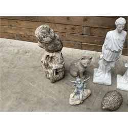 Large collection of cast stone figures and animals (16)