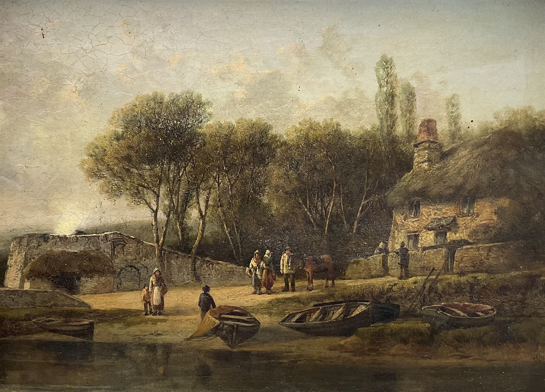 William Pitt (British fl.1851-1890): 'On the Avon Devon', oil on canvas laid on board signed with monogram, titled verso 30cm x 40cm 