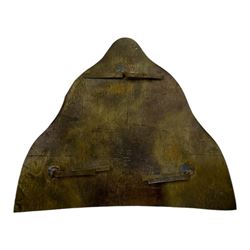 Kingdom of Italy Order of the Iron Crown replica, the Knight’s breast badge in gilt metal and enamel with crowned bust of Emperor Napoleon facing left to the centre, in fitted case, together with a reproduction helmet plate, plate H14cm