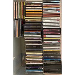 A large collection of mostly Jazz CD's including Fred Astaire, Fats Waller, Duke Ellington, Ella Fitzgerald 
other music in three boxes (300+)
