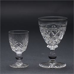 Collection of Stuart 'Ludlow' and 'Carlingford' pattern table glass including claret and hock glasses, tumblers, sherry glasses, etc together with a hobnail cut decanter etc