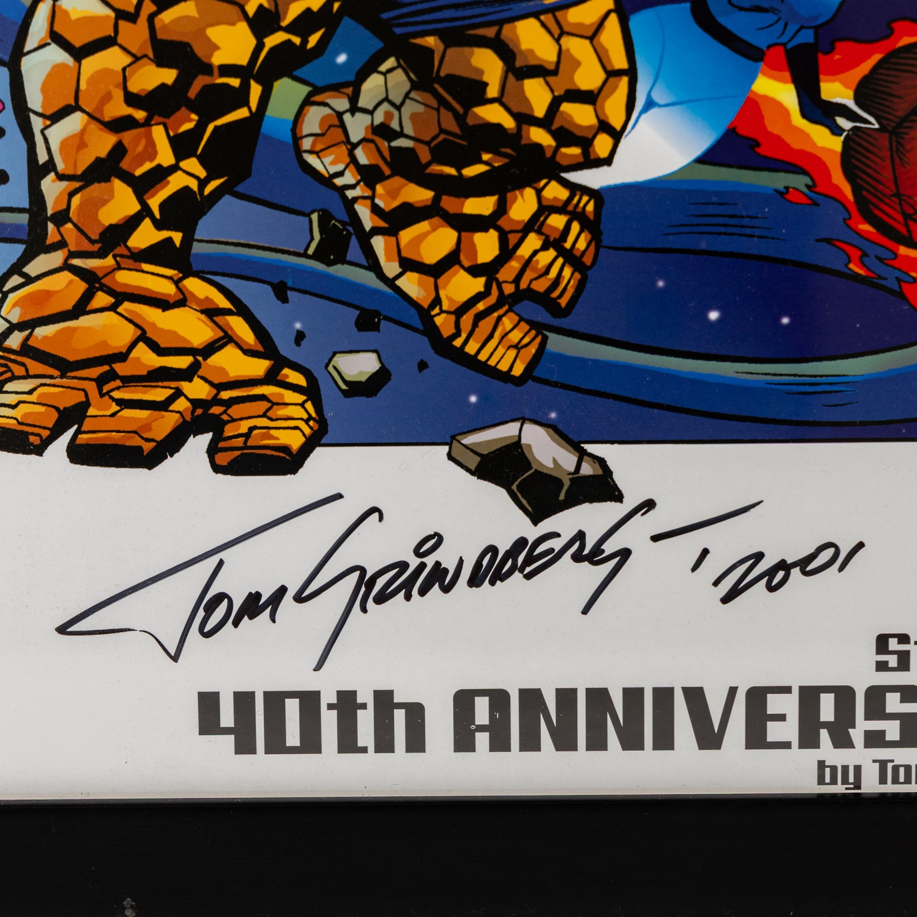 Two large limited edition Marvel lithographic prints by Dynamic Forces, comprising Marvel Origins Anniversary, limited edition no. 111/1961 and The Avengers vs. X-Men, limited edition no. 170/1963, both signed by Tom Grindberg and Tom Smith, with certificates of authenticity, largest H43cm, W86cm