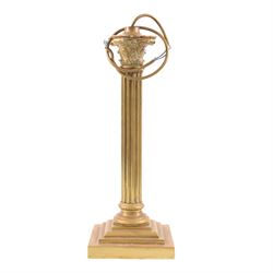 Brass Corinthian column table lamp base, H40cm