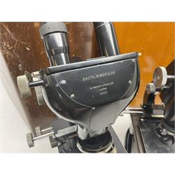 Three microscopes, comprising Ernst Leitz Wetzlar, W Watson & Sons service II no 125485, W Watson & Sons Bactil binocular no 115722, all boxed  