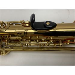 Jupiter JPS-749-547 soprano saxophone, serial no.636624; in fitted carrying case with accessories.