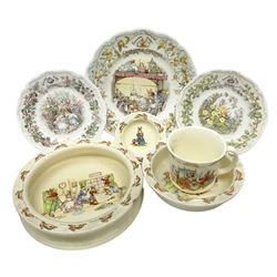 Royal Doulton Brambly Hedge plates comprising Crabapple Cottage, Spring and Summer, together with Royal Doulton Bunnykins nursery plate, bowl, cup etc